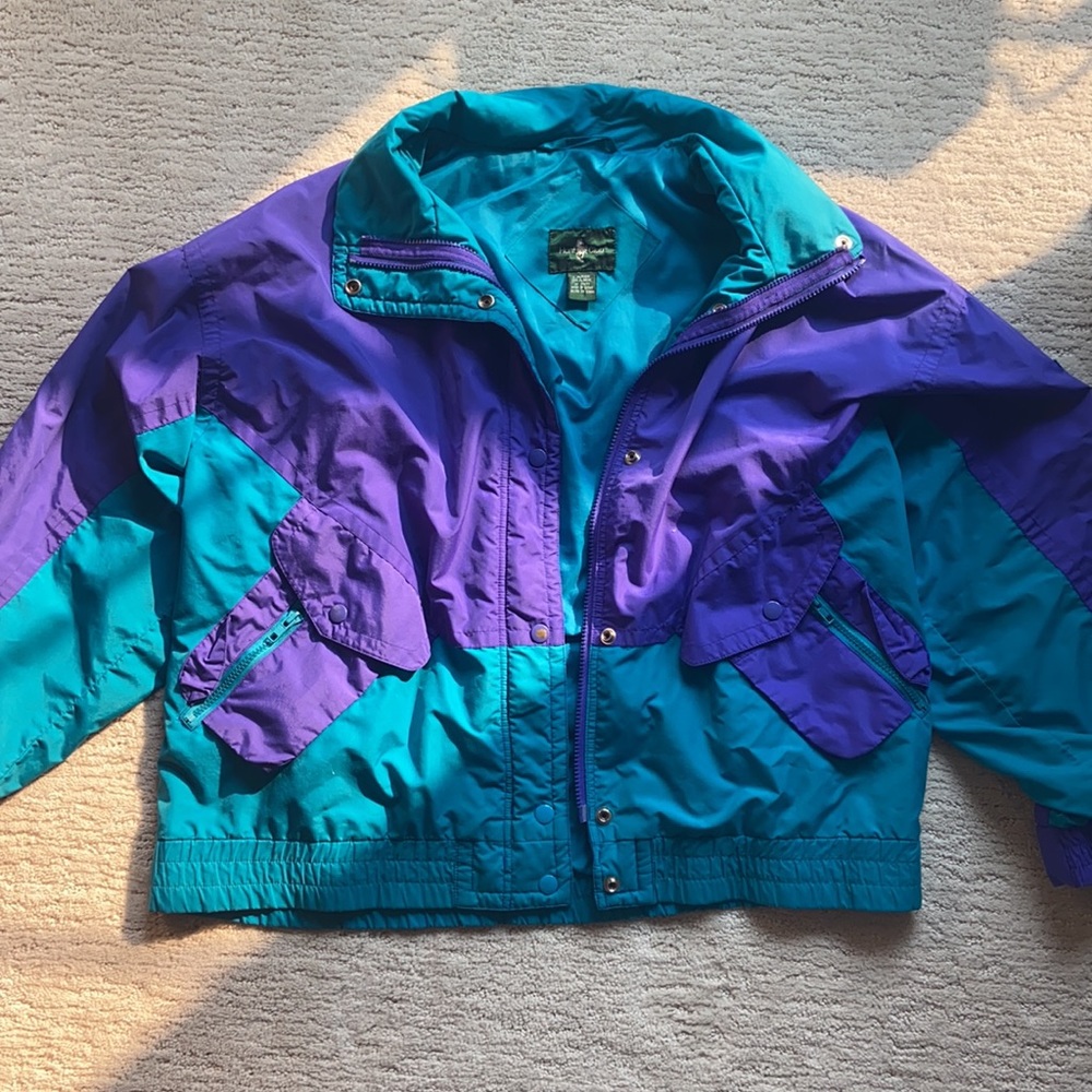 Vintage thrifted color block ski coat